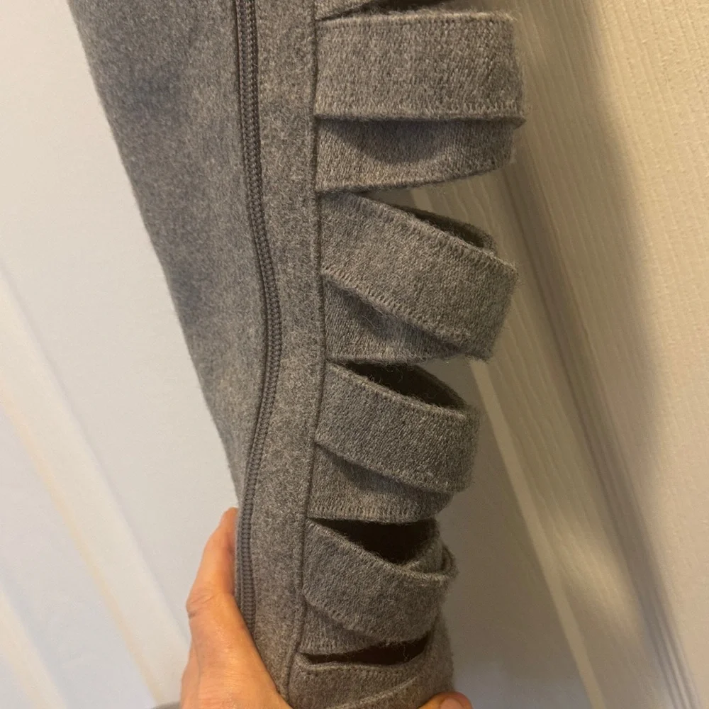 Nine West Gray Over The Knee Boots Cutout‎ Strap Design Block Heel Size 8